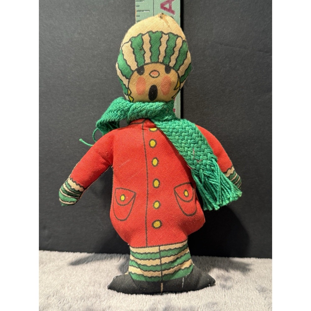 Vintage Stuffed Cloth Fabric Girl Lady Caroler ‎ Doll/Toy/ Christmas Ornament